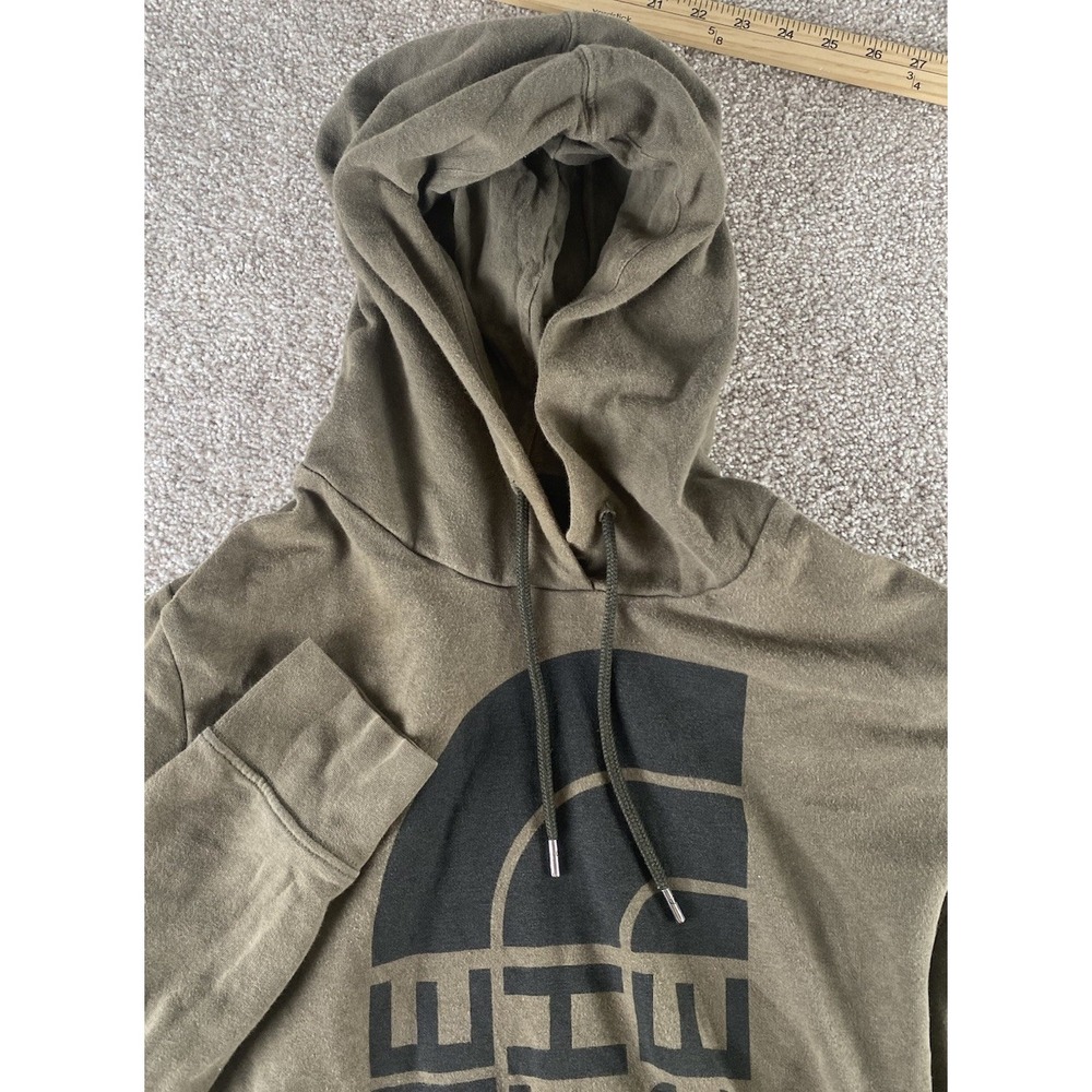 The North Face Women XL Green Hoodie Fleece Jacket Pockets Cotton/Polyester Logo
